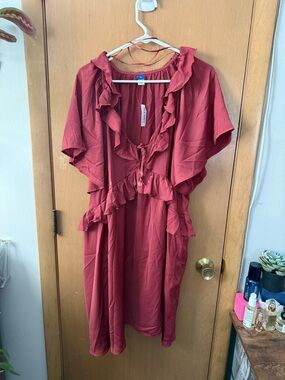 Old Navy Dusty Rose Ruffled Midi Dress